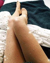 Load image into Gallery viewer, Rhinestone Mesh Nylons Beige
