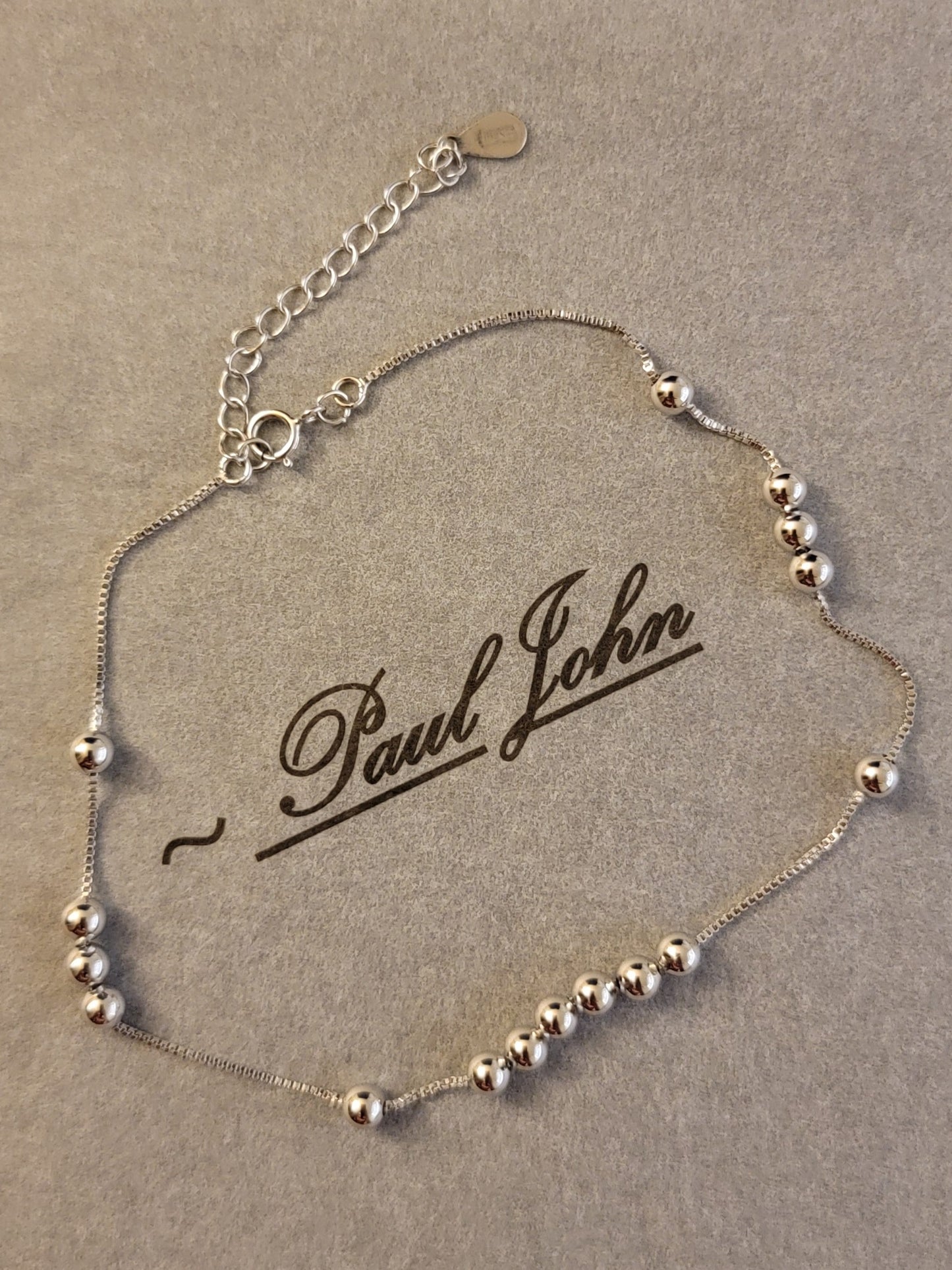925 Sterling Silver Round Bead Anklet